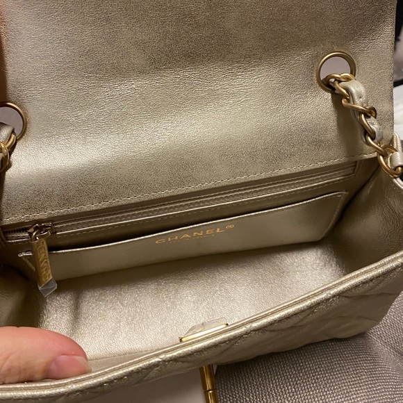 Chanel Gold Rectangle Mini Flap Gold hardware Metallic - Picture 5 of 7